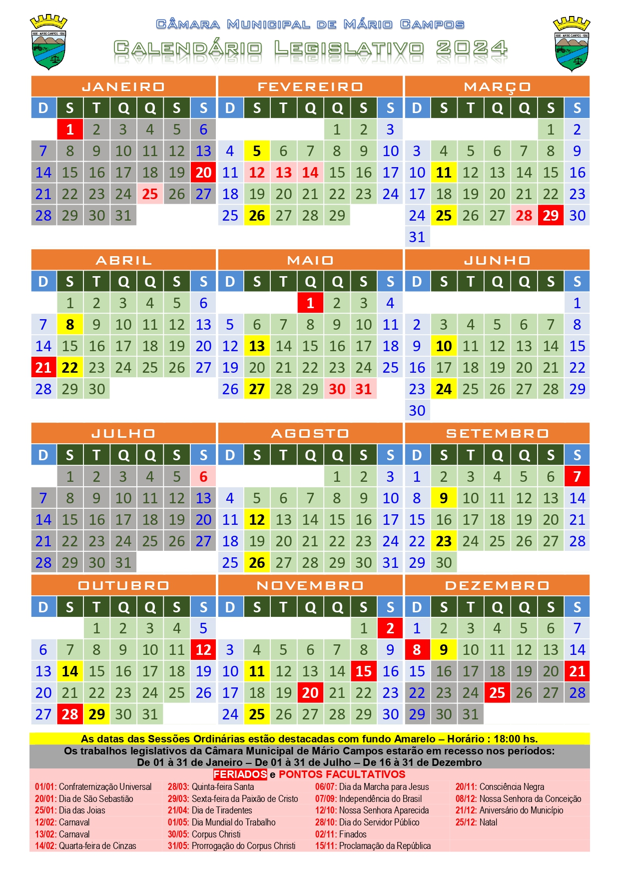 Calendário Legislativo 2024